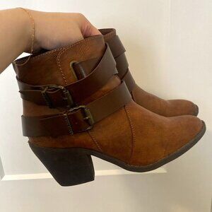 Blowfish Malibu Vegan Faux Leather Ankle Booties Heeled Boots Size 8-8.5
